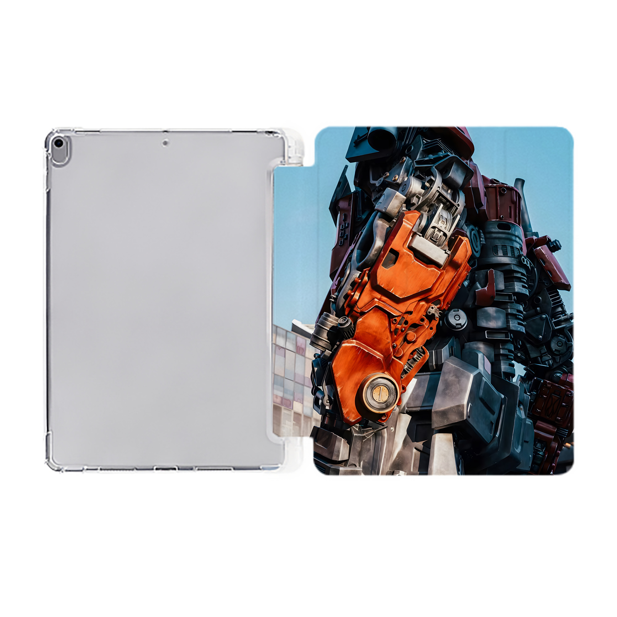 （画像用） Transformers トランスフォーマー IPad ケース ペン収納付き 三つ折りスタンド PUレザー×シリコン 対応機種9.5/10.5/10.9インチ